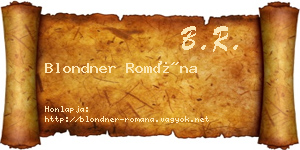 Blondner Romána névjegykártya